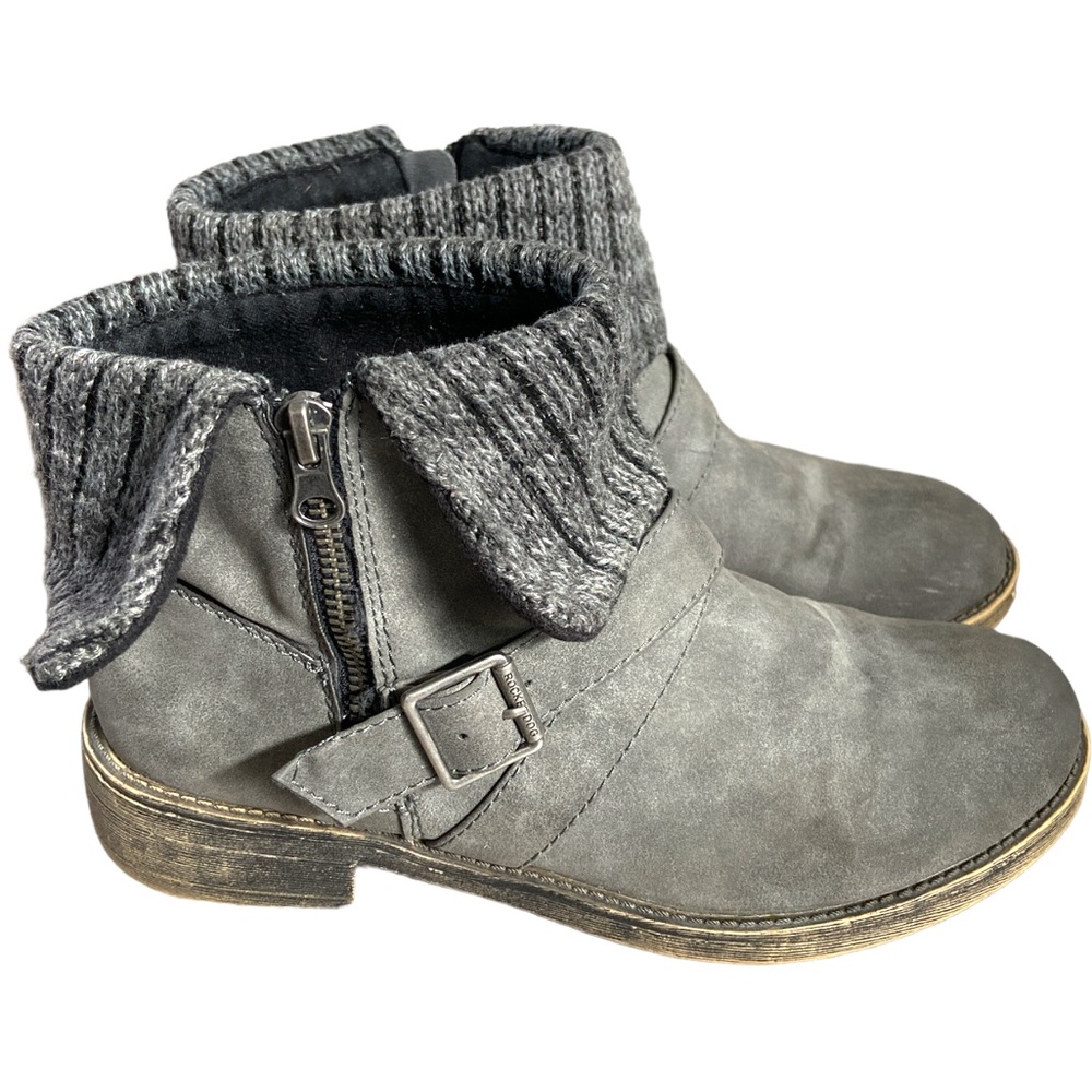 Rocket Dog Gray Bentley Sweater Cuff Zip Ankle Boots 8.5